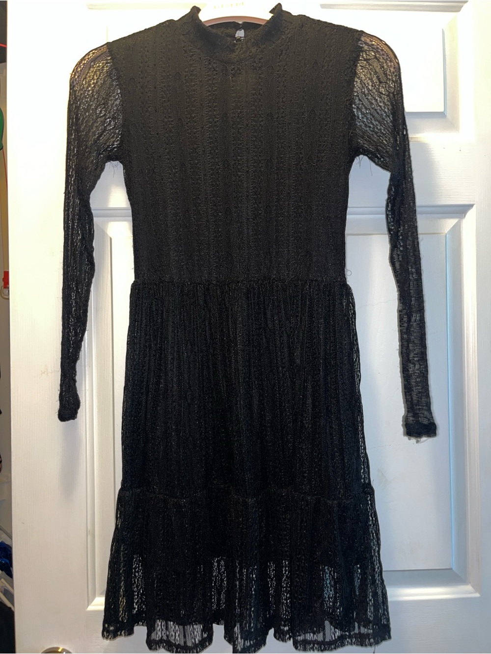 Lily Rose Black Lace Long-Sleeved Mini Dress Size XS